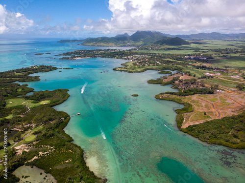 Fototapeta Naklejka Na Ścianę i Meble -  Mauritius aerial photo. Island with beautiful beaches. 2019