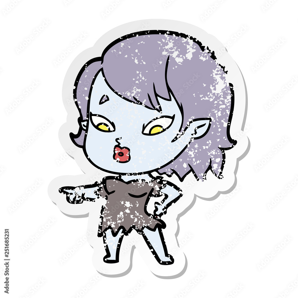 distressed sticker of a cute cartoon vampire girl distressed sticker of a cute cartoon vampire girl