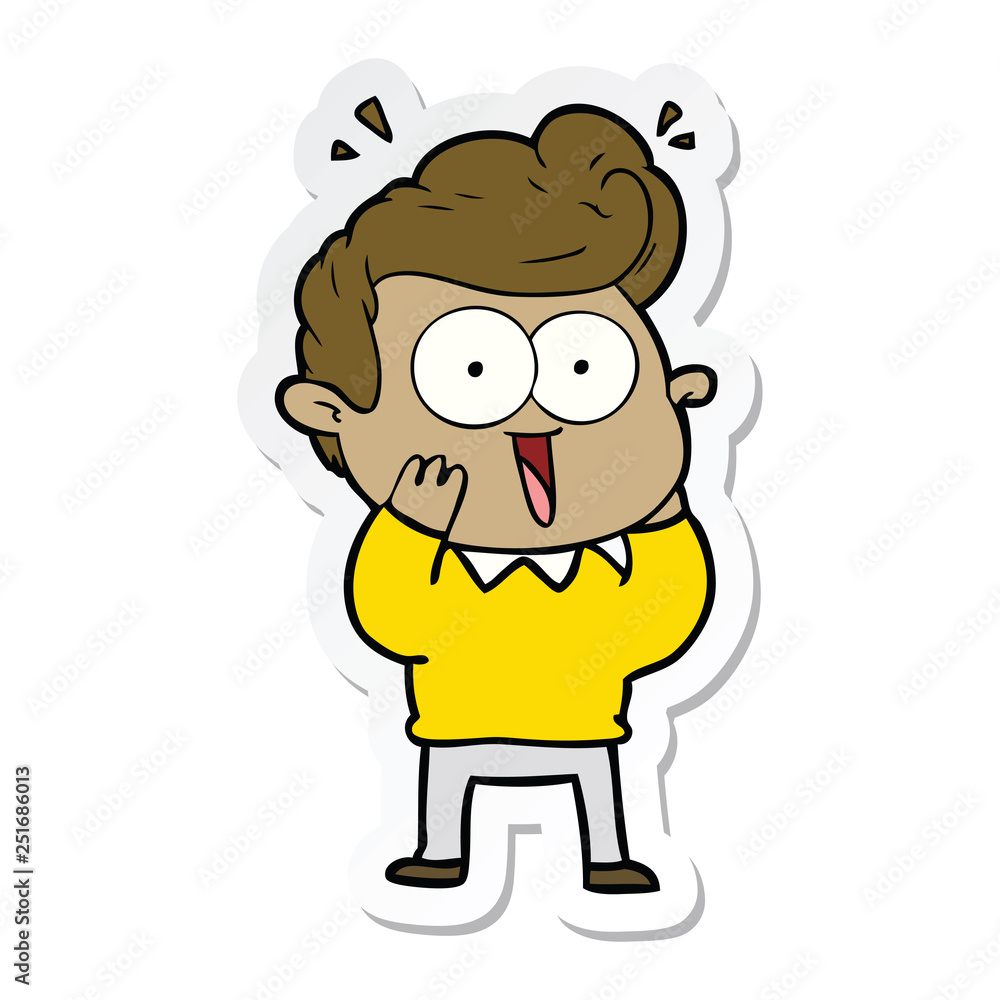 sticker of a cartoon excited man sticker of a cartoon excited man