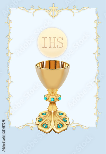 kielich, pierwsza komunia, IHS, chłopiec, celebracja, pamiątka, pamiątka pierwszej komunii, eucharystia