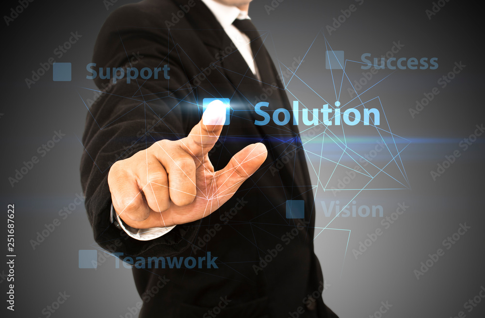 Hand touch virtual icon of social network.Interface technology Hand touch virtual icon of social network.Interface technology