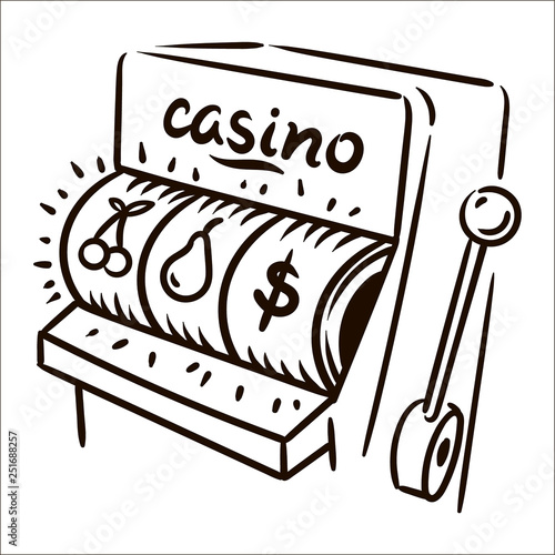Vector hand drawn casino simple sketch illustration on white background.