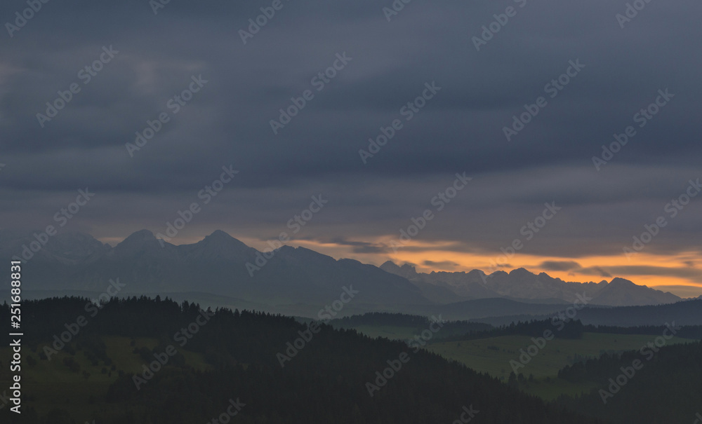 Sunset in mountains, Tatra, Poland