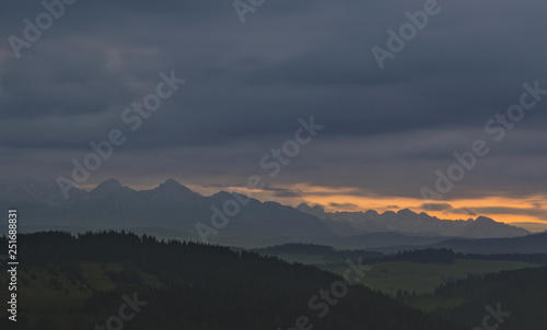 Sunset in mountains, Tatra, Poland