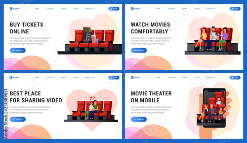 Cinema time landing web page set