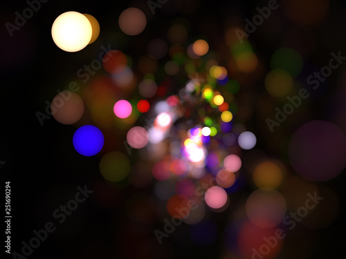 Abstract Illustration - Glowing Bokeh Spots, soft shapes blurred background. Magical fantasy background image, vibrant transparent glowing shapes. Colored circles, digital modern artwork, randomness