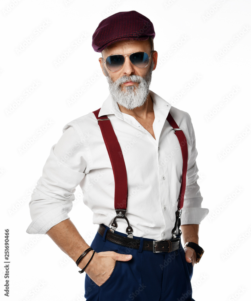 Old brutal senior millionaire man in white shirt and aviator sunglasses stylish fashionable men Old brutal senior millionaire man in white shirt and aviator sunglasses stylish fashionable men