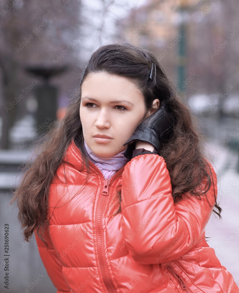 close up.portrait of a young woman on blurred background