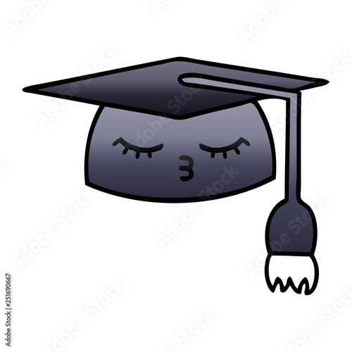 gradient shaded cartoon graduation hat