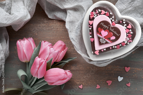 Fototapeta Naklejka Na Ścianę i Meble -  Valentine heart cake with text 