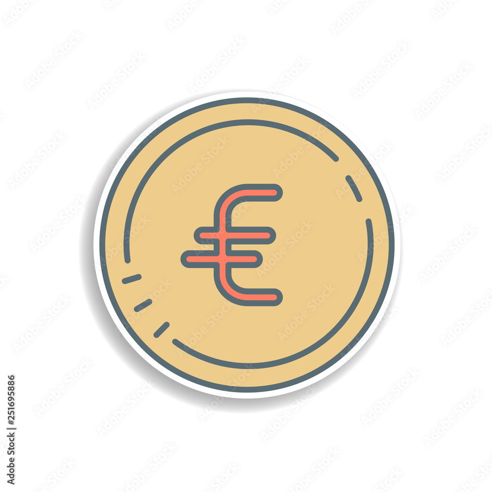 Obraz premium euro coin sticker icon. Element of color banking icon. Premium quality sticker design icon. Signs and symbols collection icon for websites, web design
