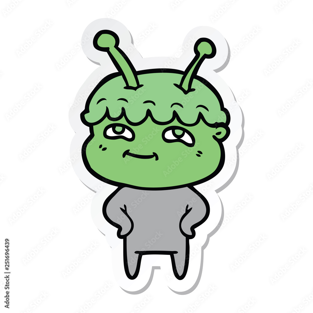 Fototapeta premium sticker of a friendly cartoon spaceman