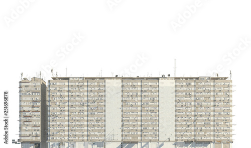 Slums buildings isolated on white background 3d illustration