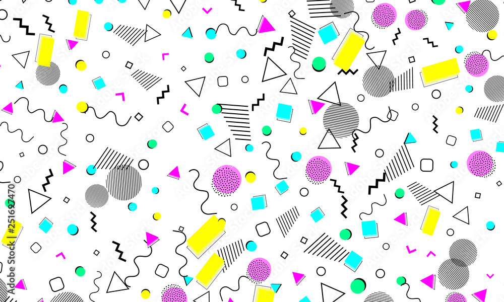 Fototapeta premium Pop art color background. Memphis pattern.