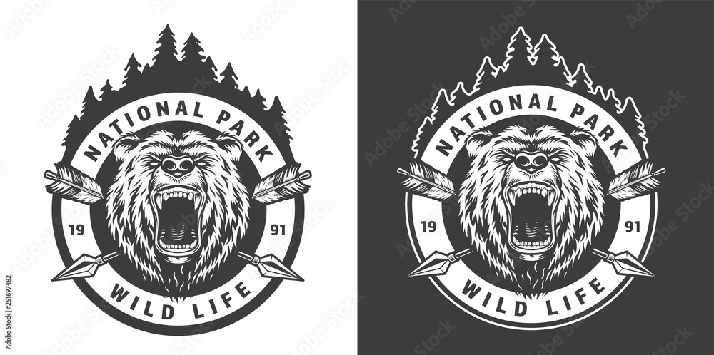 Vintage monochrome national park round emblem