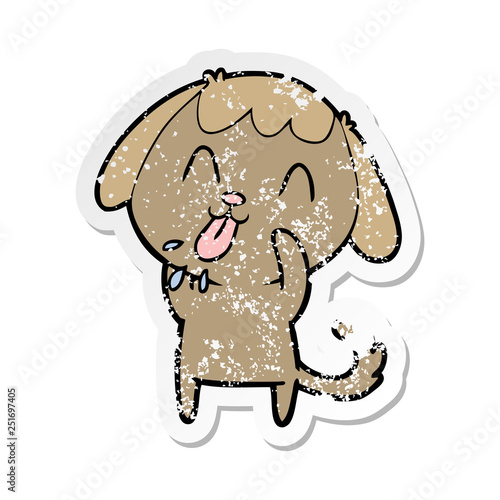 distressed sticker of a rude dog cartoon
