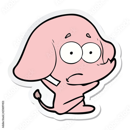 sticker of a cartoon unsure elephant