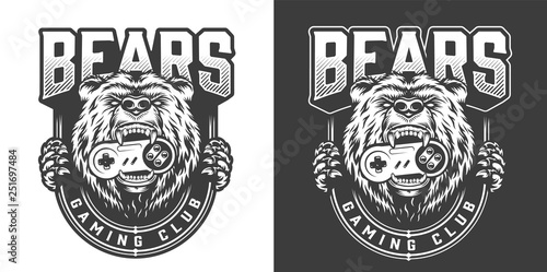 Vintage monochrome gaming club emblem