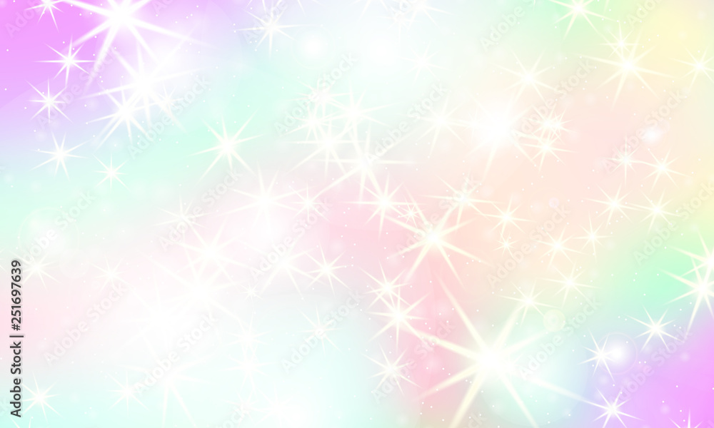 Unicorn rainbow background. Holographic sky Unicorn rainbow background. Holographic sky