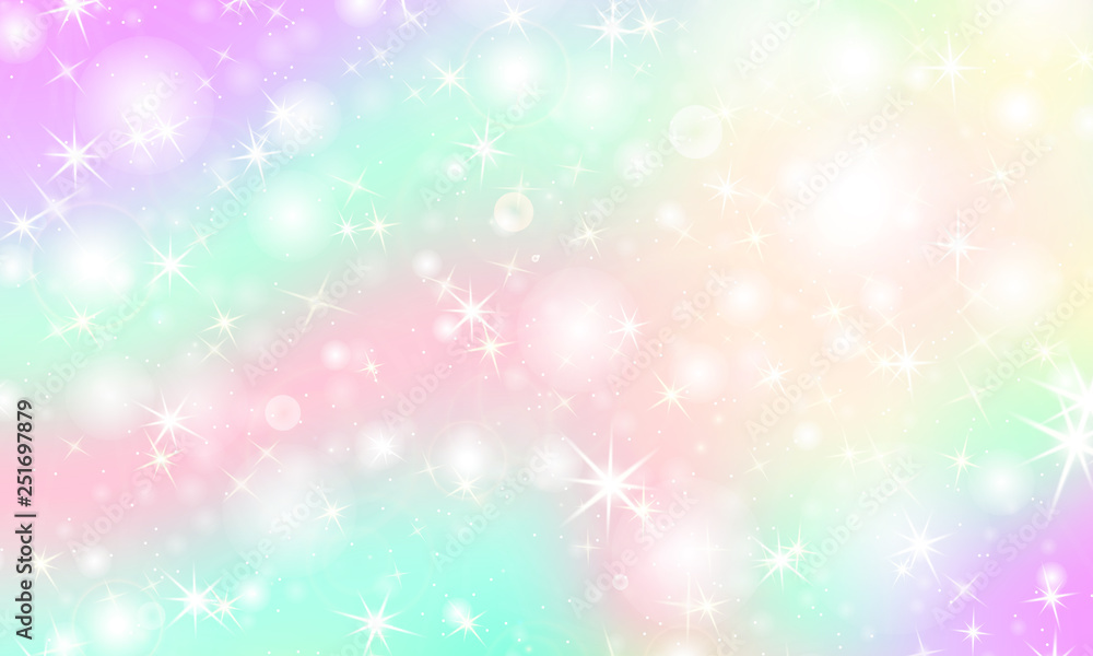 Unicorn rainbow background. Holographic sky Unicorn rainbow background. Holographic sky