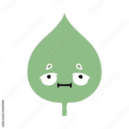 Foto flat color retro cartoon expressional leaf