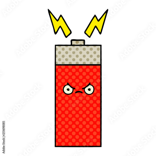 comic book style cartoon battery