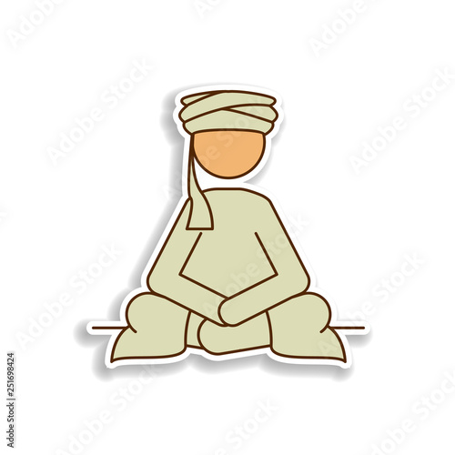 sedentary Arab  sticker icon. Element of color Arabic culture icon. Premium quality sticker design icon. Signs and symbols collection icon for websites, web design