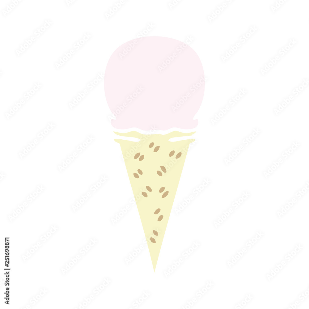 quirky hand drawn cartoon strawberry ice cream cone