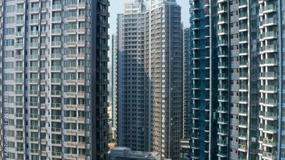 Fly up over Hong Kong house building Fly up over Hong Kong house building