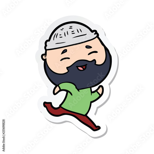 sticker of a cartoon happy bearded man