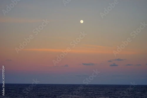 The sun rise of Caribbean sea ocean