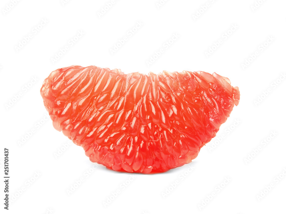 Slice of ripe juicy grapefruit on white background Slice of ripe juicy grapefruit on white background