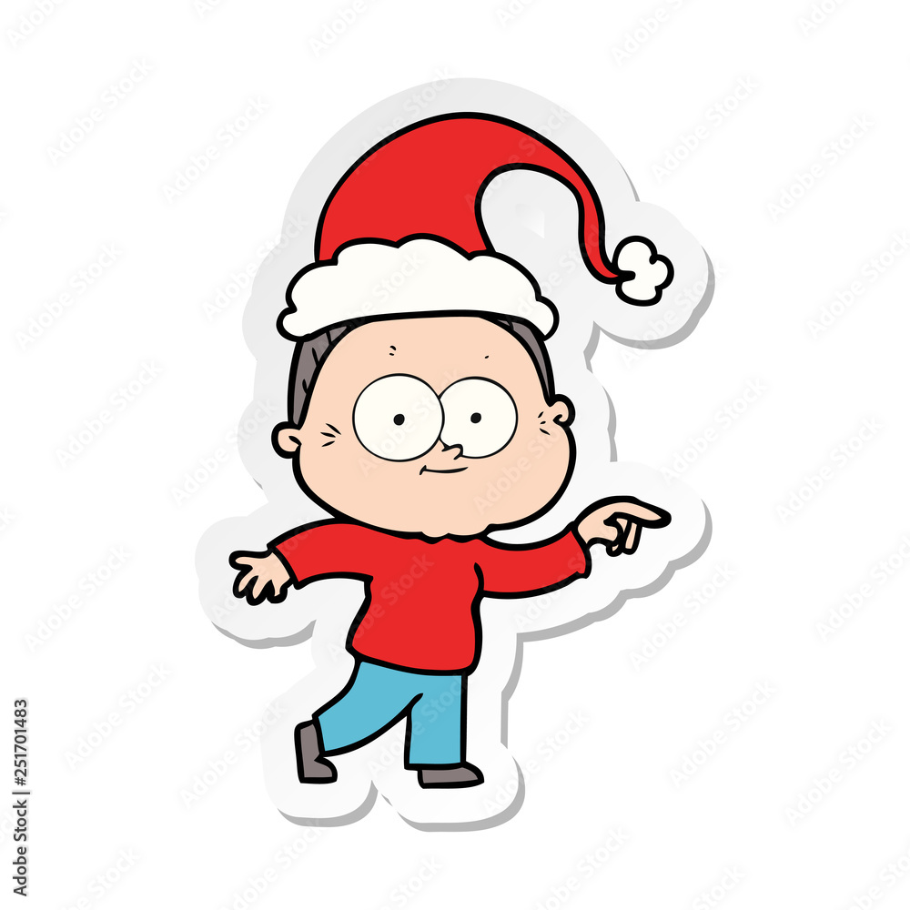 sticker cartoon of a happy old woman wearing santa hat sticker cartoon of a happy old woman wearing santa hat