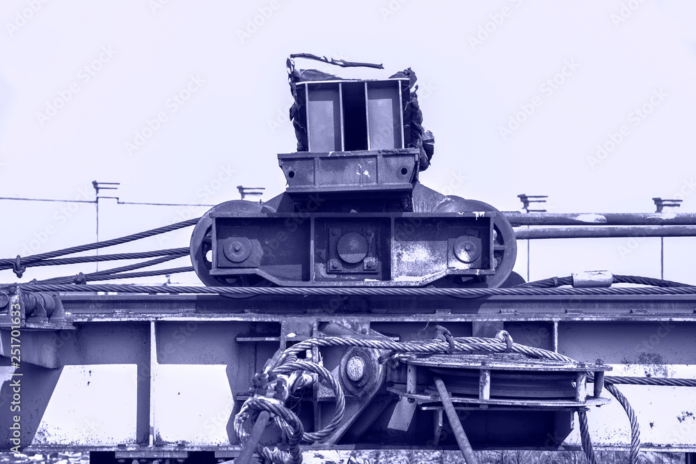 Mechanical equipment and rails for towing ships September 1, 2018, photographed at Tangshan Ark Shipyard, Luannan County, Tangshan City, Hebei Province, China, Asia Mechanical equipment and rails for towing ships September 1, 2018, photographed at Tangshan Ark Shipyard, Luannan County, Tangshan City, Hebei Province, China, Asia