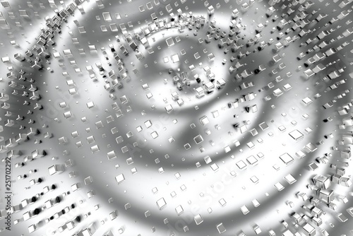 Konstfotografi Silver or white gold platinum blocks cubes over wave background