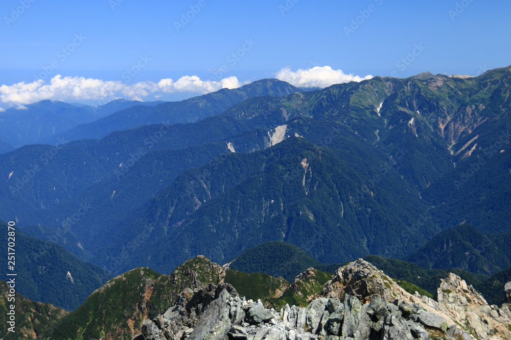 Obraz premium 剣岳山頂から望む後立山連峰 朝日岳 雪倉岳