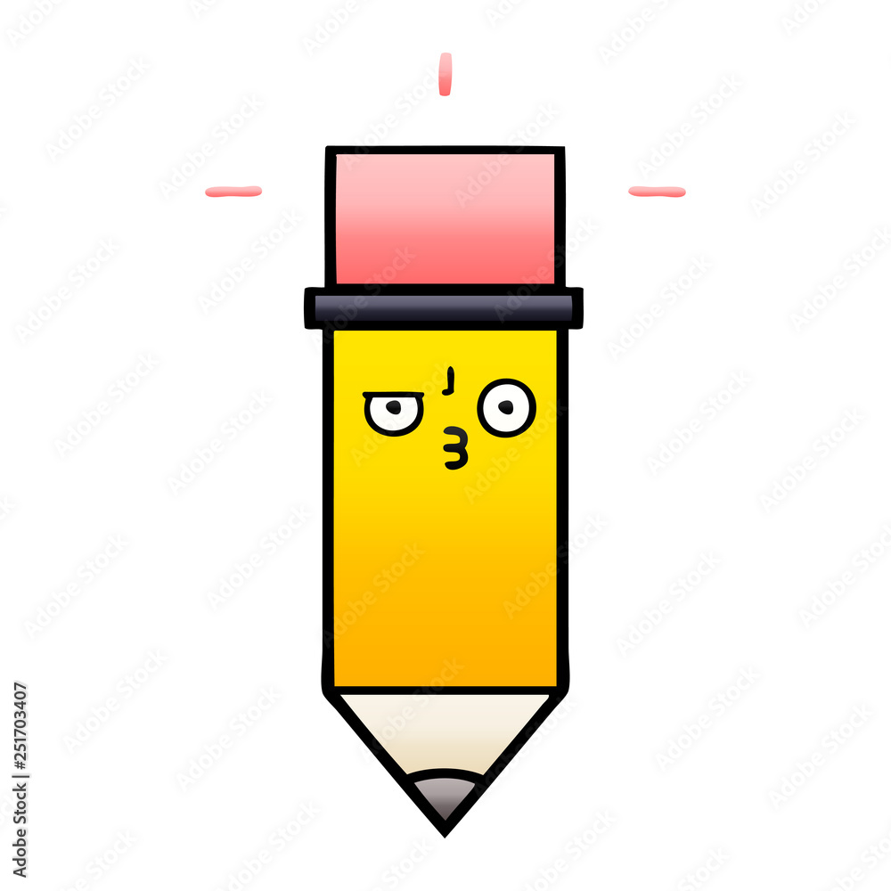 gradient shaded cartoon pencil