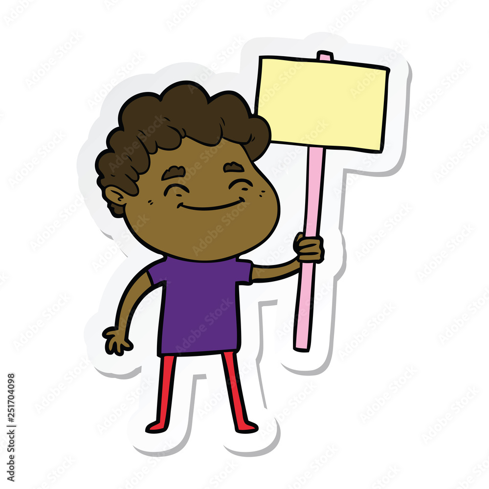 sticker of a cartoon friendly man sticker of a cartoon friendly man