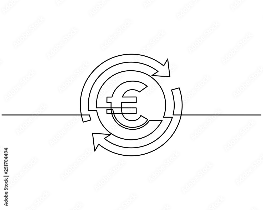 continuous line drawing of currency circulate icon. Euro icon, currency symbol, investment icon, banking sign, banking cash. Billing cycle line icon for apps and websites. loan and financial concepts. continuous line drawing of currency circulate icon. Euro icon, currency symbol, investment icon, banking sign, banking cash. Billing cycle line icon for apps and websites. loan and financial concepts.