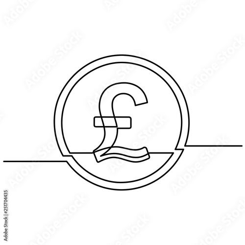 continuous line drawing of currency circulate icon. Pound sterling icon, currency symbol, investment icon, banking sign, banking cash. Billing cycle line icon for apps and websites. Vector