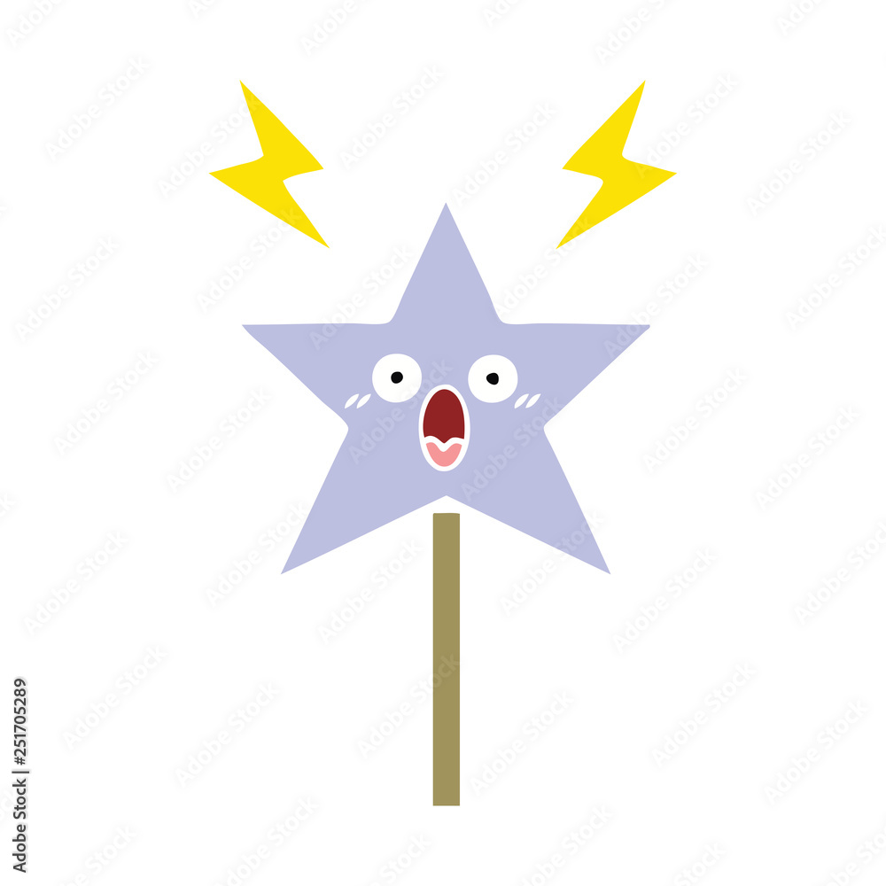 flat color retro cartoon magic wand flat color retro cartoon magic wand