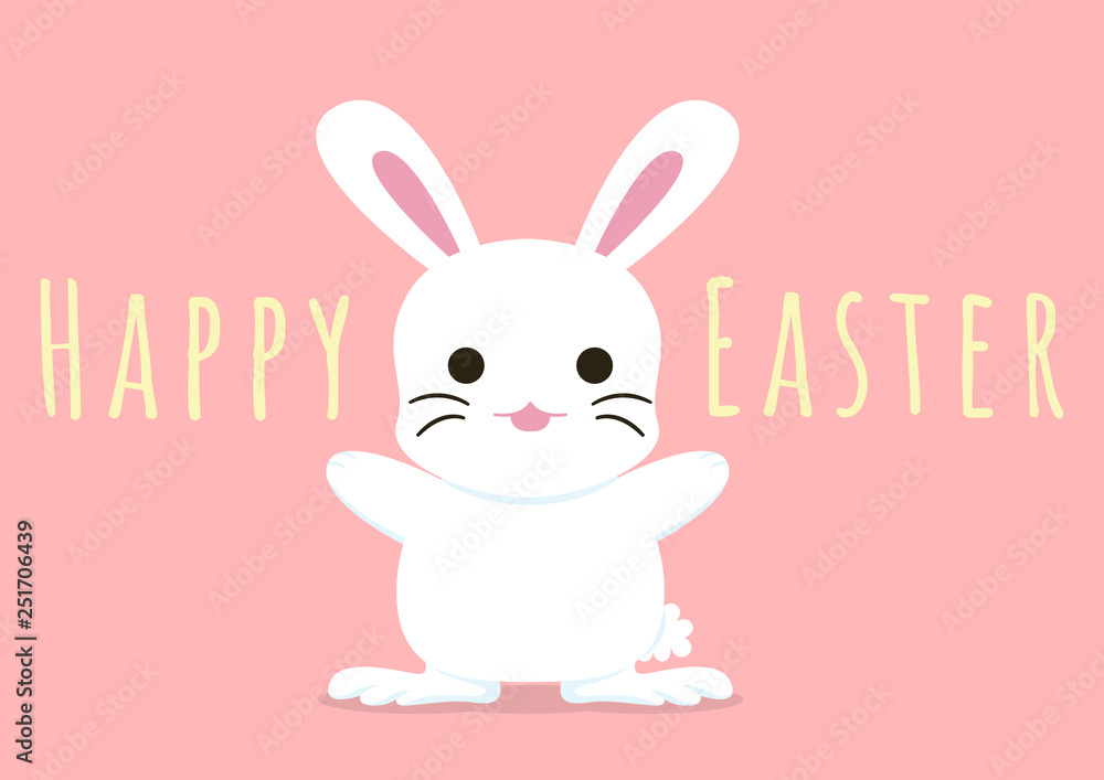 happy easter greeting card with hooray bunny, vector illustration happy easter greeting card with hooray bunny, vector illustration