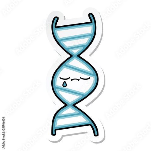 sticker of a cute cartoon DNA strand