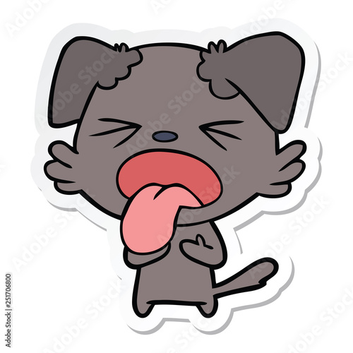 sticker of a cartoon disgusted dog