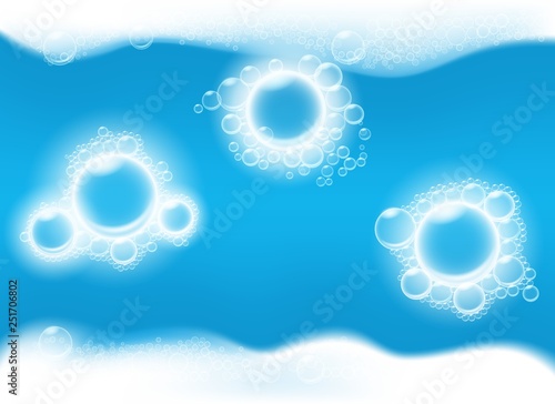 Blue soap bubbles background