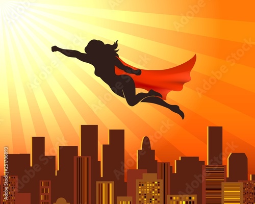 Flying girl superhero