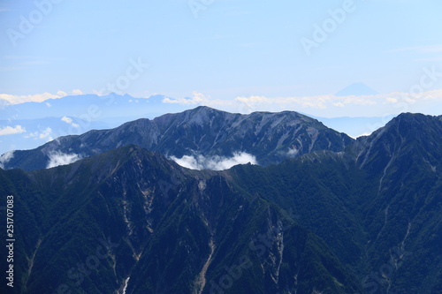 剣岳山頂から　後立山連峰越しの八ヶ岳と富士山遠景 © DONDON2018