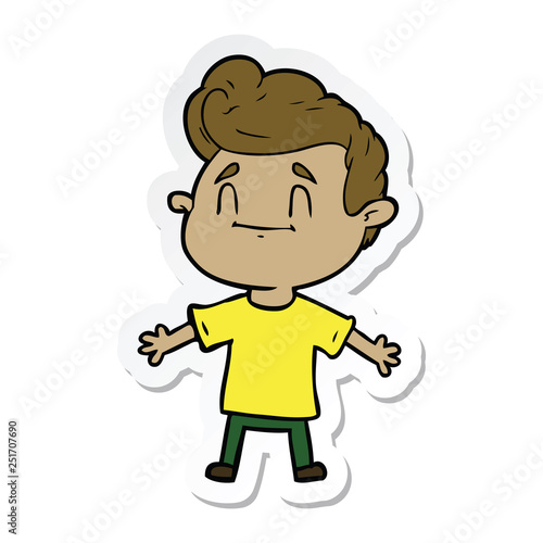 sticker of a happy cartoon man © lineartestpilot