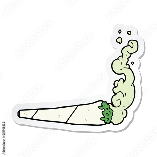 sticker of a cartoon marijuana joint