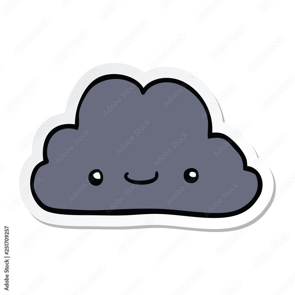 sticker of a cute cartoon cloud sticker of a cute cartoon cloud